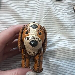 MCM Brown and Cream Dog Bag Charm